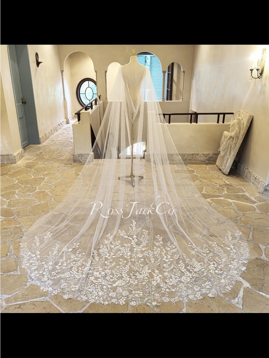 Ross jack co Accessories - Embroidered Cathedral Wedding Veil Cape  in Ivory